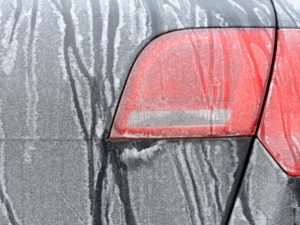Road salt on a car